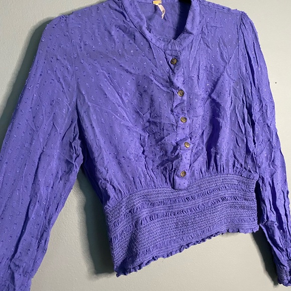 Free People Cropped Chiffon Textured Top - Picture 2 of 5